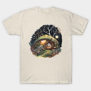 A Halfling Home - Watercolor Art - White - Fantasy T-Shirt